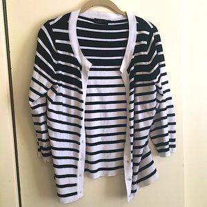 Black & White Striped Cardigan